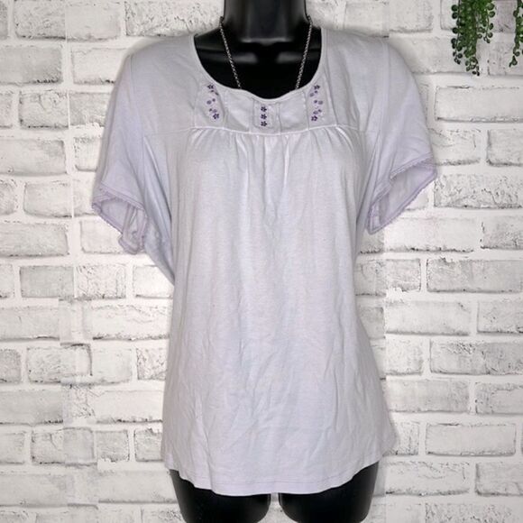 Croft & Barrow Intimates Purple Embroidered Sleep Top Shirt Size 1X - Picture 1 of 4